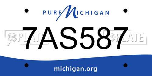 7AS587 Michigan License Plate