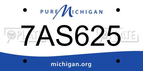 7AS625 Michigan License Plate