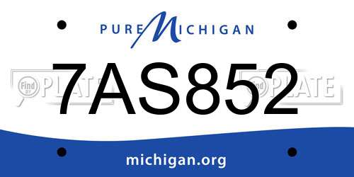 7AS852 Michigan License Plate