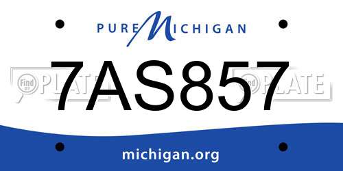 7AS857 Michigan License Plate