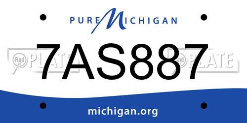7AS887 Michigan License Plate
