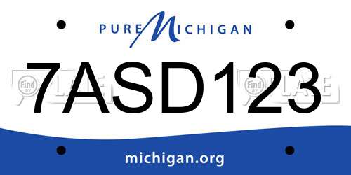 7ASD123 Michigan License Plate