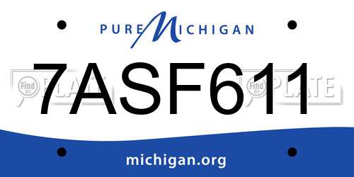7ASF611 Michigan License Plate