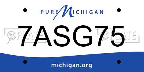 7ASG75 Michigan License Plate