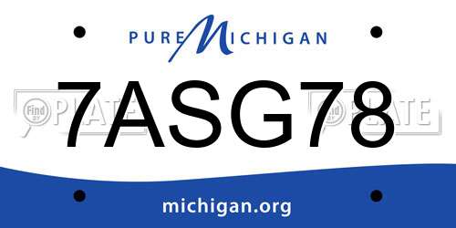 7ASG78 Michigan License Plate