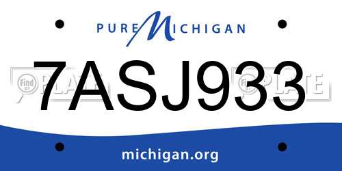 7ASJ933 Michigan License Plate