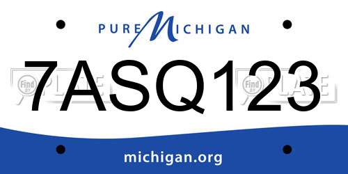 7ASQ123 Michigan License Plate