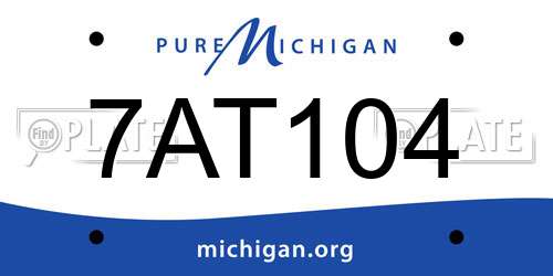7AT104 Michigan License Plate