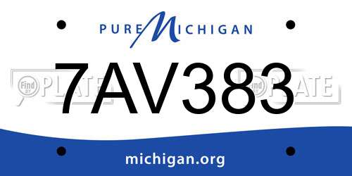 7AV383 Michigan License Plate