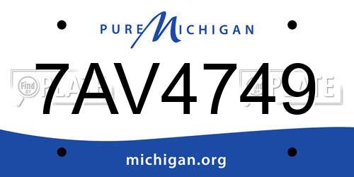 7AV4749 Michigan License Plate
