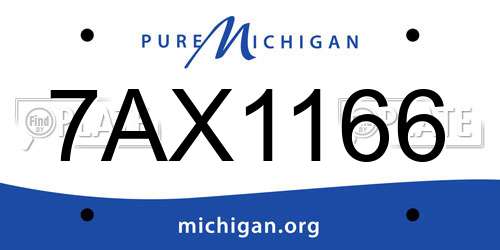7AX1166 Michigan License Plate
