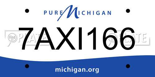 7AXI166 Michigan License Plate