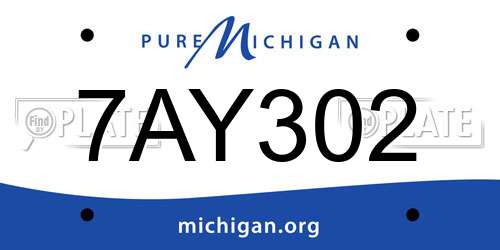 7AY302 Michigan License Plate