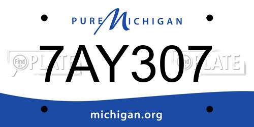 7AY307 Michigan License Plate