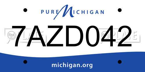 7AZD042 Michigan License Plate