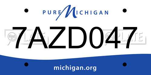 7AZD047 Michigan License Plate