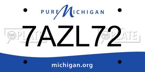 7AZL72 Michigan License Plate