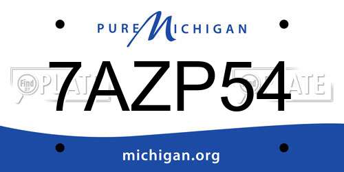 7AZP54 Michigan License Plate