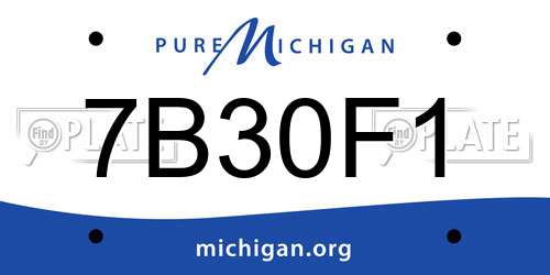 7B30F1 Michigan License Plate