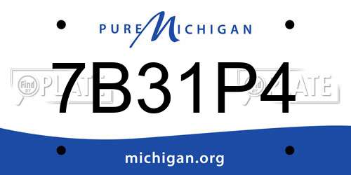 7B31P4 Michigan License Plate
