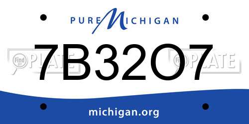 7B32O7 Michigan License Plate