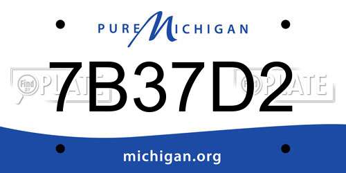 7B37D2 Michigan License Plate