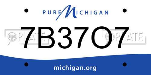 7B37O7 Michigan License Plate