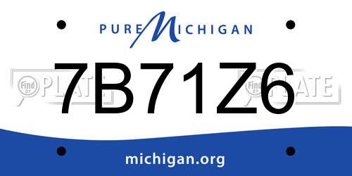 7B71Z6 Michigan License Plate