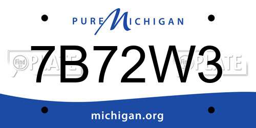 7B72W3 Michigan License Plate