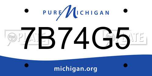 7B74G5 Michigan License Plate