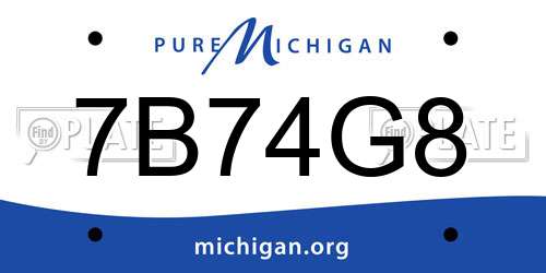 7B74G8 Michigan License Plate