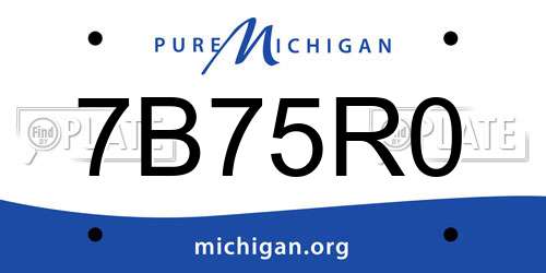 7B75R0 Michigan License Plate