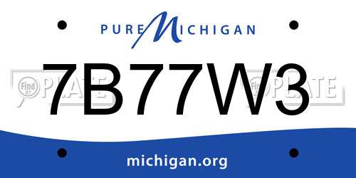 7B77W3 Michigan License Plate