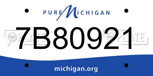 7B80921 Michigan License Plate