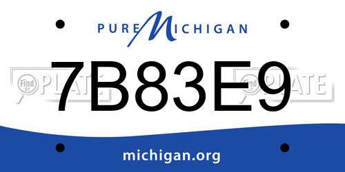 7B83E9 Michigan License Plate