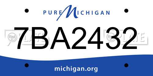 7BA2432 Michigan License Plate