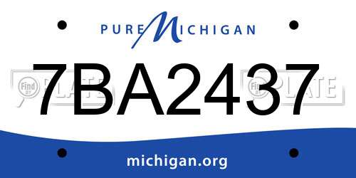 7BA2437 Michigan License Plate