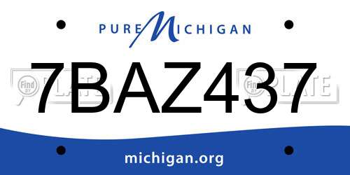 7BAZ437 Michigan License Plate