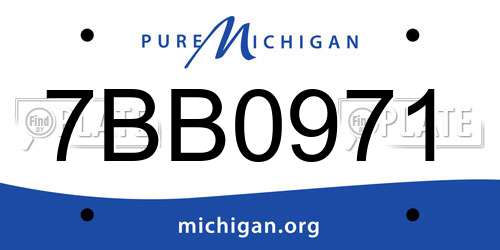 7BB0971 Michigan License Plate