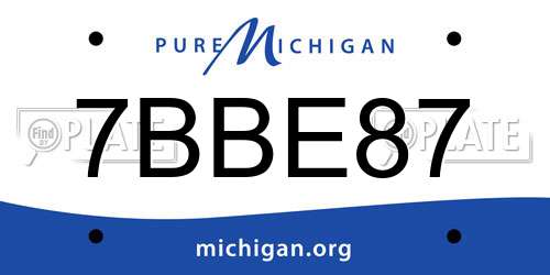 7BBE87 Michigan License Plate