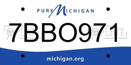 7BBO971 Michigan License Plate
