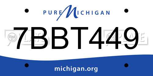 7BBT449 Michigan License Plate