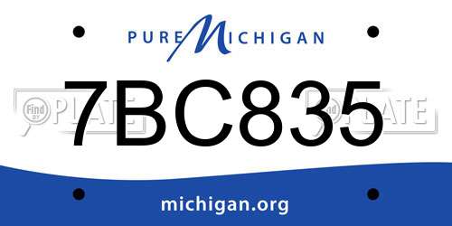 7BC835 Michigan License Plate