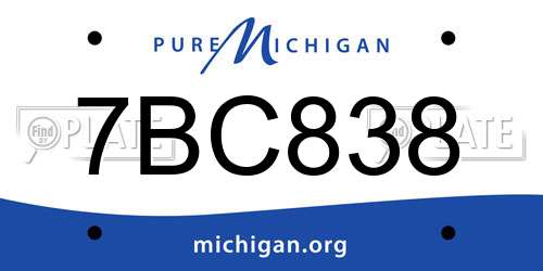 7BC838 Michigan License Plate