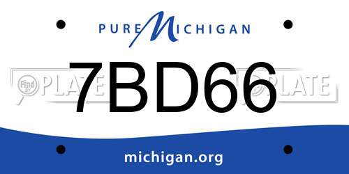 7BD66 Michigan License Plate