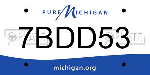 7BDD53 Michigan License Plate