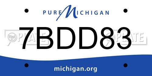 7BDD83 Michigan License Plate