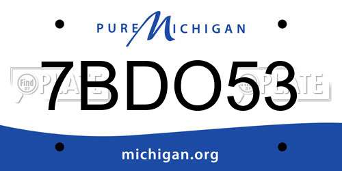 7BDO53 Michigan License Plate