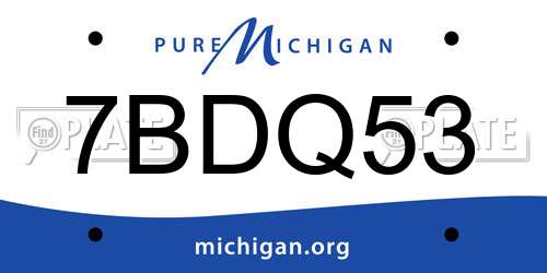 7BDQ53 Michigan License Plate