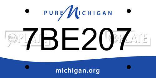 7BE207 Michigan License Plate